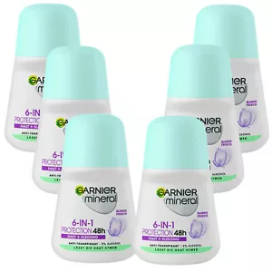 6x 50ml Garnier Mineral Protection 6 in 1 Anti Breathable Deodorant Roll On - Picture 1 of 3