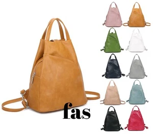Women Faux Leather Bag Ladies Soft Travel Backpack Girls College School Rucksack - Picture 1 of 16