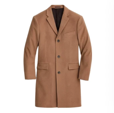 NWT JCrew Ludlow Top Coat Jacket Mens 46 L Brown Tan Three Button Wool Cashmere - Image 1 of 4