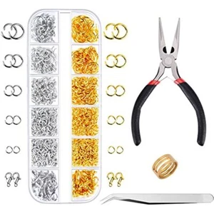 1200P Offener Biegering Karabiner Set mit Zange Schmuckherstellung Silber Gold - Bild 1 von 7