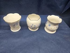 Vintage Lenox Fine China Blue "Floral" Set/3 Votive Holders 3 Designs USA EUC - Picture 1 of 10