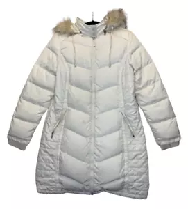 Route 66 - Women's White Down Puffer Coat With Faux Fur Hood - Size M - Picture 1 of 4