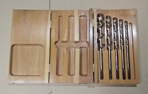 Vintage Acrabore Auger Bits 5 pc Partial Set Wooden Box - Very Nice! - Picture 1 of 14