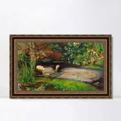 ANYA'S ARTFULHOME Framed Canvas Giclee Print Ophelia by John Everett Millais Wall Art 16"x24"