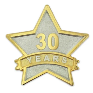 PinMart's 30 Year Service Award Star Corporate Recognition Dual Plated Lapel Pin - Picture 1 of 3