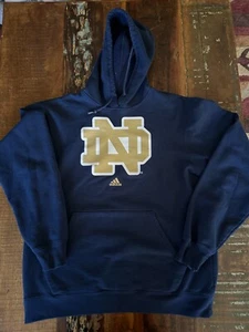 Adidas Notre Dame NCAA Fighting Irish Blue Pullover Hoodie Size Medium - Picture 1 of 10