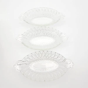3 Vintage Indiana Glass Pickle Dish Cut Glass Pretzel Pattern Banana Split Olive - Bild 1 von 8