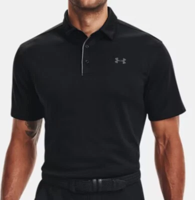 Men’s Under Armour Tech Polo Performance Golf Shirt Black Large New With Tags - Image 1 of 4