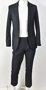 JF J. Ferrar Charcoal Weave Peak Lapel SLIM FIT Dual-Vent 2-Piece Suit 36R x 33W - Picture 1 of 7