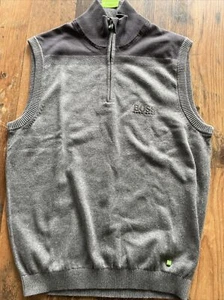 Hugo Boss Herren Grau Zagi Pro Golf Armelloser Pullover Reißverschluss Neu - Bild 1 von 11