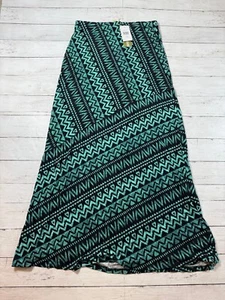 Matty M Womens Green Aztec Print Elastic Waist Pull On Stretch Maxi Skirt Size S - Picture 1 of 7