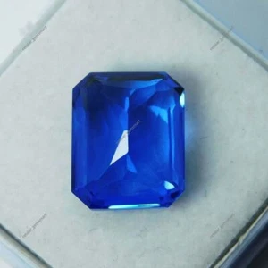 Piedras preciosas sueltas de zafiro azul natural con certificación de 10 quilates en forma de esmeralda - Imagen 1 de 5