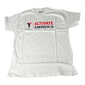 NEW Hanes YMCA Activate America T SHIRT Youth 100% Cotton Boys Girls M 10/12 TEE - Picture 1 of 9