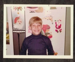 Vintage  Photograph Standing By Refrigerator - Picture 1 of 1