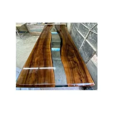 Clear Epoxy Resin Dining Table Made to Order with Iron Leg Home Furniture Decors - Image 1 of 4