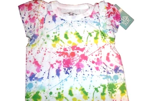 Chaser Splatter Paint Rainbow Girls Size LS Crew Neck Tee White With Multi Color - Picture 1 of 3