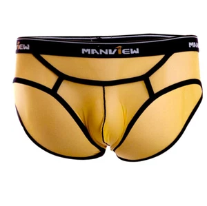 Manview Herren Slip transparent Gelb sexy Brief Männer Unterwäsche Sheer Neu - Bild 1 von 3