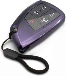 GMC Chevy Key Fob Cover Case Black Purple TPU Protector for Yukon Silverado - Picture 1 of 6