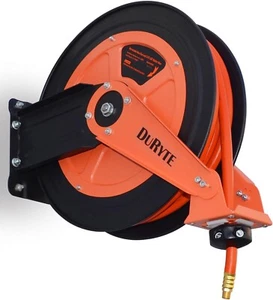 Pro Dual Arm einziehbare Luftschlauchtrommel mit 3/8 Zoll mal 50 Fuß Gummi Luftschlauch, - Bild 1 von 7