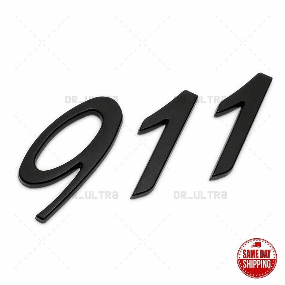 Nuevo aspecto negro 911 logotipo letras parachoques trasero insignia puerta levadiza emblema cubierta tapa Foto 1 de 4