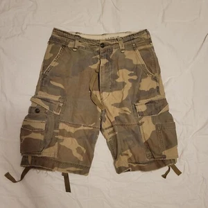 ABERCROMBIE & FITCH SHORTS CAMO CARGO TIE HEMS OLIVE GRN VTG MEN'S 32 - Picture 1 of 6
