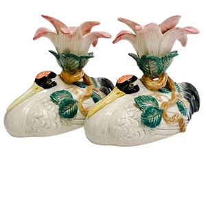 Pair of Vintage Fitz and Floyd Egret Candlesticks - Picture 1 of 10