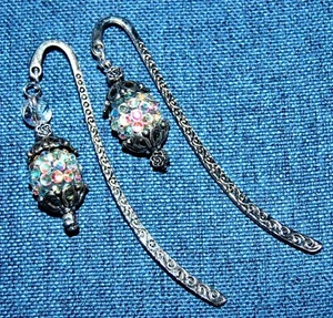 BEAUTIFUL IRIDESCENT CRYSTAL & SILVER Metal Bookmarks *USA MADE Shipped Fast! #9 - Picture 1 of 3