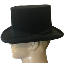 Cappello Cilindro Nero 100% lana, Made in Italy con fascia nera