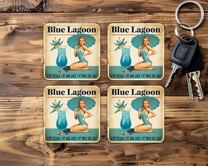 Blue Lagoon, Posavasos, 4x4", 4 mm de espesor, neopreno, antideslizante, resistente, (4sq132) - Imagen 1 de 1