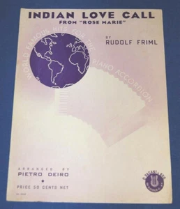1924 Indischer Liebesruf von Rudolf Friml aus Rose Marie Akkordeon Noten Sehr schön - Bild 1 von 1