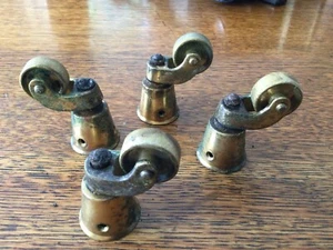 Set of 4 Solid Brass Early 19th Century Sheraton Table Casters - Picture 1 of 3