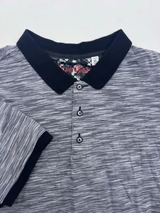 Robert Graham Polo Shirt Adult XL Gray Striped Short Sleeve Classic Fit Mens - Picture 1 of 10