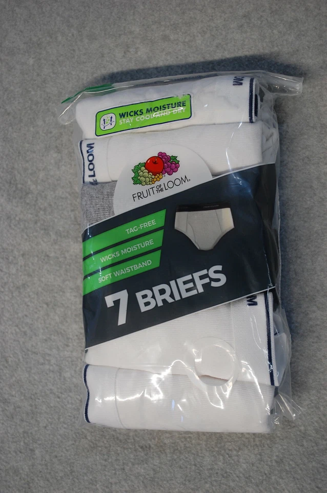 Boys Underwear 7 PAIR KNIT BRIEFS Fruit of the Loom WHITE Black Gray XS S M L XL - Image 1 of 1