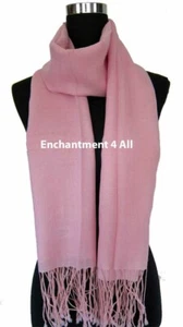 100% 2-Ply Pashmina Cashmere Women Bridal Large Scarf Shawl Wrap, Baby Pink - Picture 1 of 5
