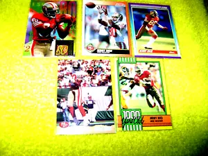 1990, 91 SCORE ,94 FLAIR, 93 PRO SET + TOPPS 1000 YARDS JERRY RICE 49ERS 5 CARDS - Picture 1 of 3