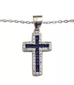 GIROCOLLO CON CROCE IN ARGENTO MASSICCIO 925 - RODIATO - Imagen 1 de 2