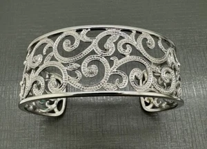 .10 CT Weight Diamond Sterling Silver 925 Floral Design India Bangle Bracelet - Picture 1 of 10