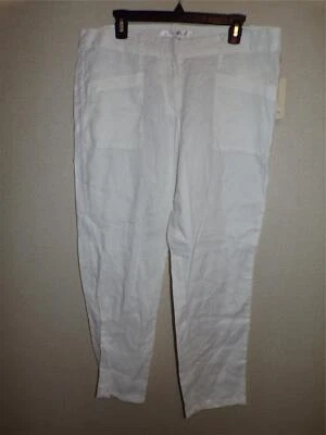 Pantalones Studio M blancos 100 % lino para mujer talla 12 grandes Clarissa nuevos con etiquetas $68 Foto 1 de 4