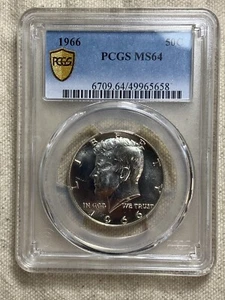 1966 Kennedy Half Dollar PCGS MS64 Special Gold Shield wunderschön 40% Silber - Bild 1 von 4