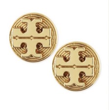 🆕AUTHENTIC TORY BURCH GOLDEN LIVIA STUD EARRINGS-NEW ON CARD W/ POUCH!