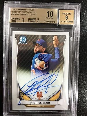 2014 Bowman Chrome Prospect Autographs Gabriel Ynoa BGS 10 LOW POP - Image 1 of 2