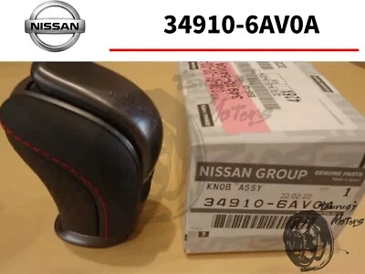 Nissan Genuine R35 GT-R GTR BLACK EDITION Red Stitch shift knob 34910-6AV0A OEM - Image 1 of 4