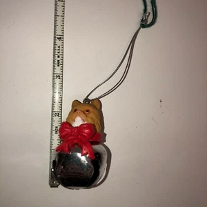 Orange Kitty Cat Kitten Feline Head with red bow on Silver Round Bell 2 inch - Picture 1 of 5