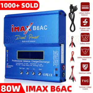 RC Lipo Charger Lithium NiMh Battery Balance Discharger AC Digital IMax B6AC 80W - Picture 1 of 8