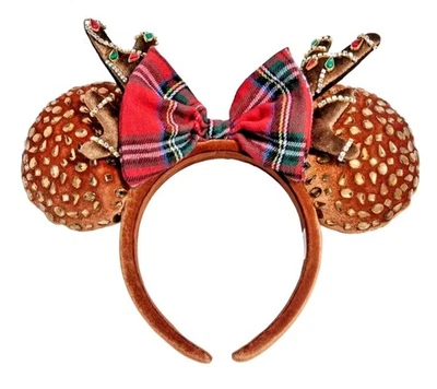 Baublebar Disney Minnie Mouse Renna Corna Cerchietto Plaid Orecchie Vacanze Nuovo con etichette - Immagine 1 di 3