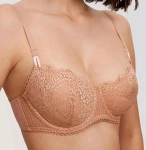 Dobreva Sexy BH Gr. 34F Bügel Balconette Vollflächig Spitze Creme Kaffee - Bild 1 von 8