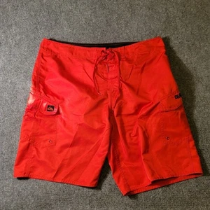 Quicksilver Surf Board Swim Trunks Mens Size 38 Red Shorts String Tie - Picture 1 of 12