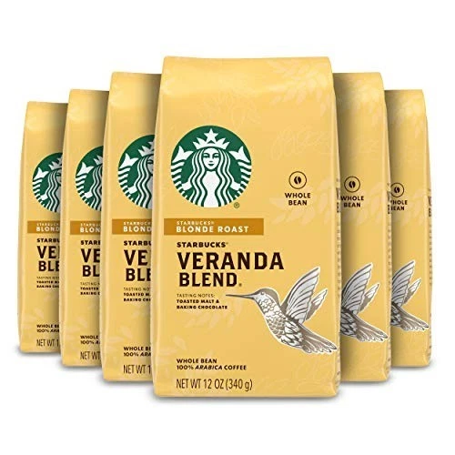 6 bolsas de café en grano entero tostado ligero Starbucks Veranda Blend - Stock antiguo Foto 1 de 1