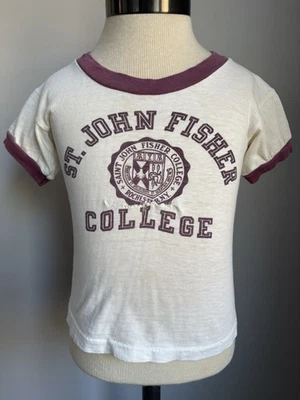 Vintage 60s Champion Running Man Ringer Tee Tshirt St John Fisher College Kids 4 - Image 1 of 4