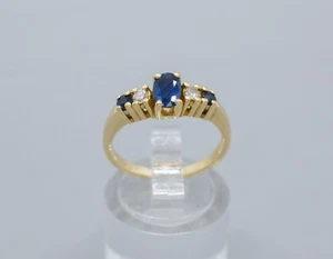 (MA5) Lady's 14K Yellow Gold Sapphire & Diamond Ring .06 ctw 3.1 Grams Size 6.25 - Picture 1 of 7